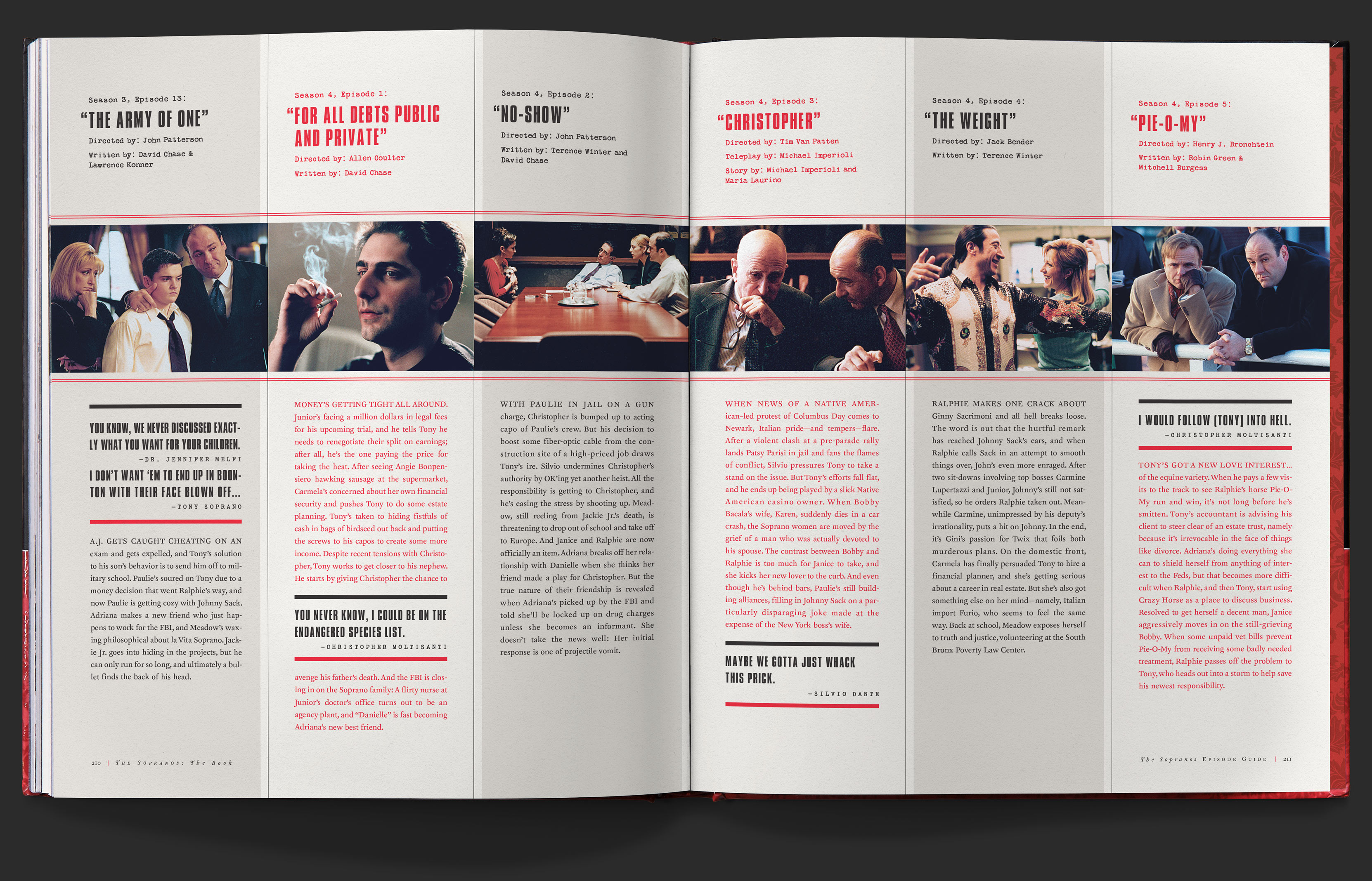 Continued episode guide for six more significant episodes, each detailed with its title, director, writer, summary, and a photo.